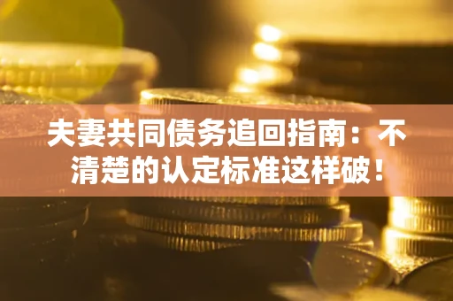 武汉夫妻共同债务追回指南：不清楚的认定标准这样破！